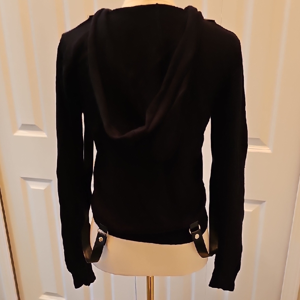 SOLD Killstar Black Hoodie with Leather Straps M - Picture 3 of 4